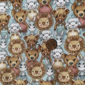 Beige tyg med olika små djur