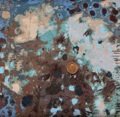 Tyg md målning i beige,blått,Bruni och tukos