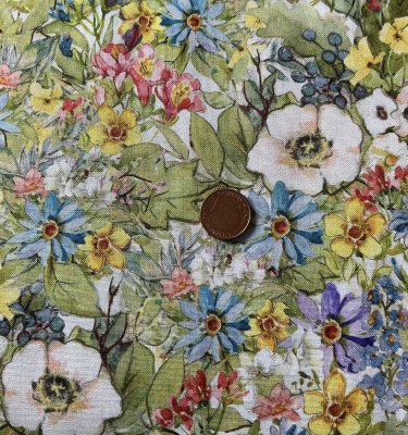 Tyg med vackra blommor