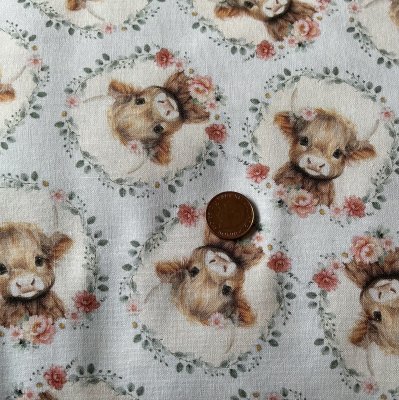 Svagt blått tyg med kor