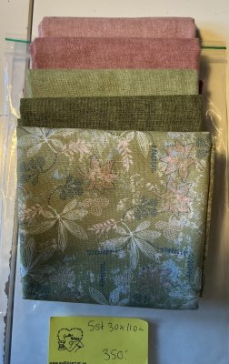 Tygpacke 5 st 30x110 cm 4 bas 1 blommig