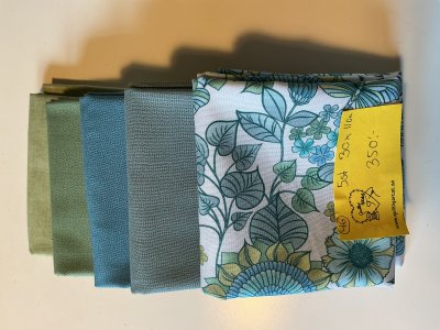 Tygpacke blå,grågrönt 5 st 30x110 cm