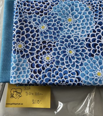 Tygpacke med 2 st 50 x110 cm bitar turkos och blommigt