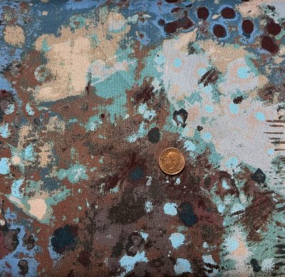 Tyg md målning i beige,blått,Bruni och tukos