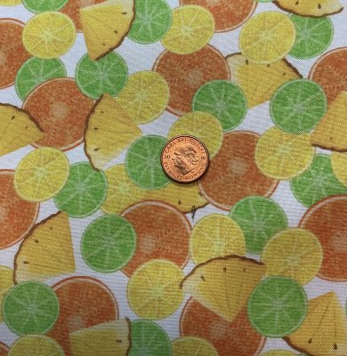 Ljust tyg med citroner,apelsiner mm